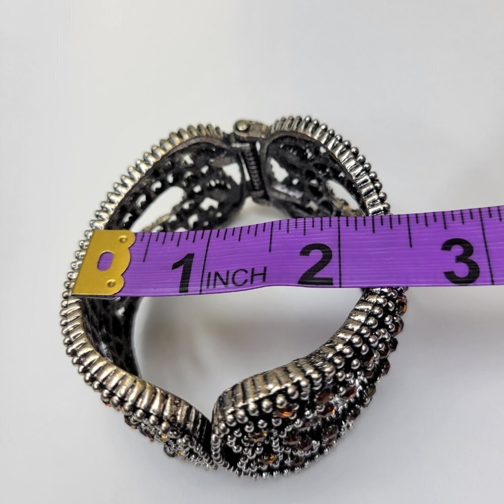Multicolored Rhinestone Hinged Bracelet - Picture 11 of 13